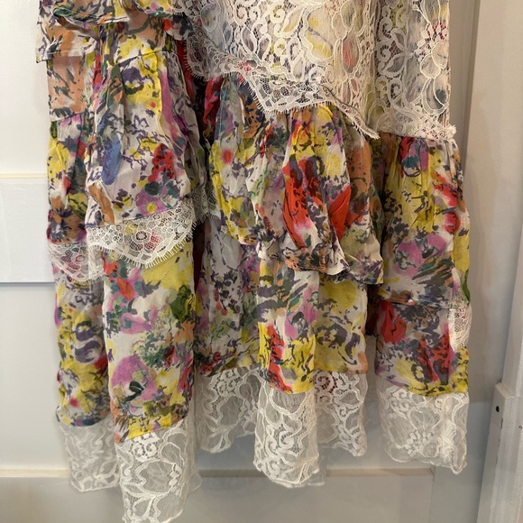 NWT By Anthropologie Lace-Back Tiered Mini Dress Floral Halter Lace Mini Size M - Picture 3 of 7